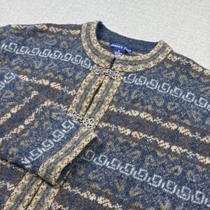 Eagles Eye Fair Isle Nordic Sweater Cardigan Womens Medium Blue Clasp‎ Button